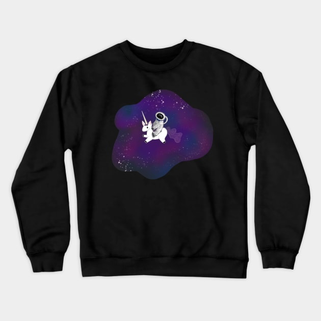 Astronaut Riding A Unicorn Crewneck Sweatshirt by rachelleybell